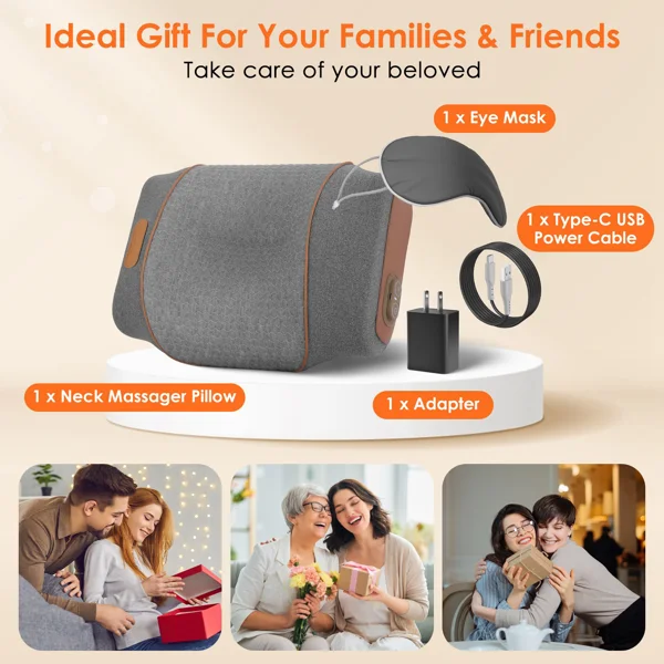 3 in 1 Neck Massager Pillow with Vibration, Air Compression & Heat Therapy, Ergonomic Memory Foam Neck Pillow for Neck & Shoulder Pain Relief view 5