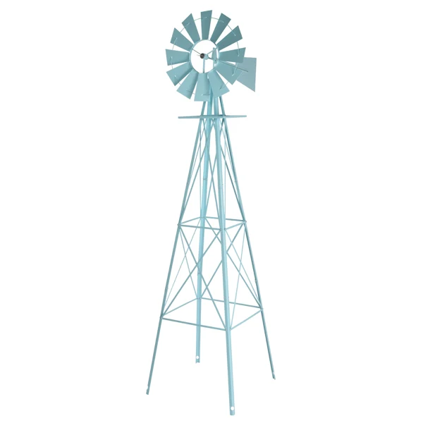 8FT Weather Resistant Yard Garden Windmill Blue view 6