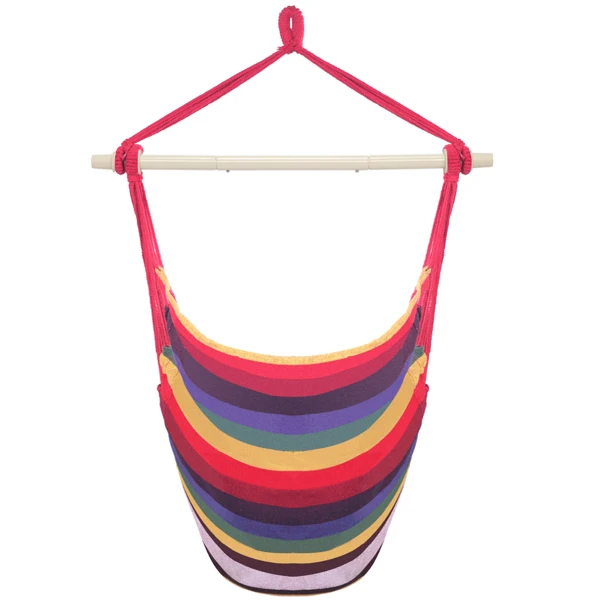 Distinctive Cotton Canvas Hanging Rope Chair with Pillows Rainbow view 3