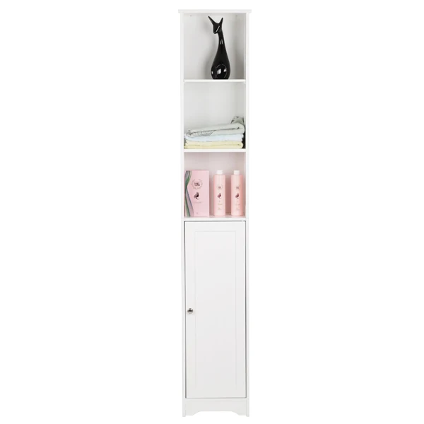 One Door & Three Layers Bathroom Cabinet White view 5