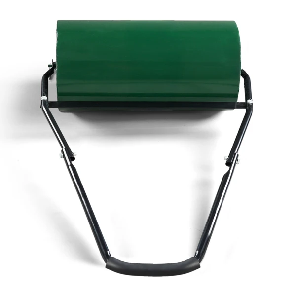 24in Heavy Duty Steel Lawn Roller, Garden Roller Can Be Filled with Water or Sand, Hand Roller with U-shaped Handle, Green & Black view 2