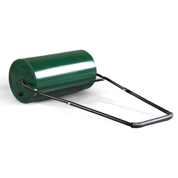 24in Heavy Duty Steel Lawn Roller, Garden Roller Can Be Filled with Water or Sand, Hand Roller with U-shaped Handle, Green & Black view 3
