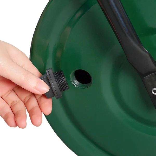 24in Heavy Duty Steel Lawn Roller, Garden Roller Can Be Filled with Water or Sand, Hand Roller with U-shaped Handle, Green & Black view 5