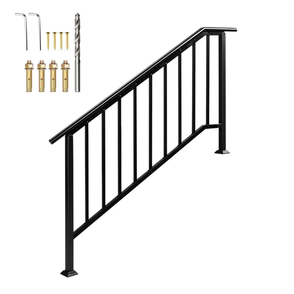 Handrails for Outdoor Steps Fits 4 to 5 Steps view 2