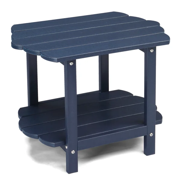 2-Tier Outdoor Side Table, HDPE Adirondack Table Patio Side Table, Weather Resistant End Table Small Outdoor Table, Navy Blue