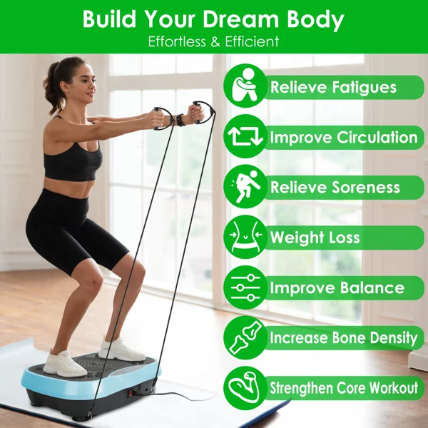 Vibration Exercise Machine With Resistant Bands Remote Control Whole Body Vibration Platform Workout Equipment Home Fitness Training Equipment For Weight Loss Fat Burner view 6