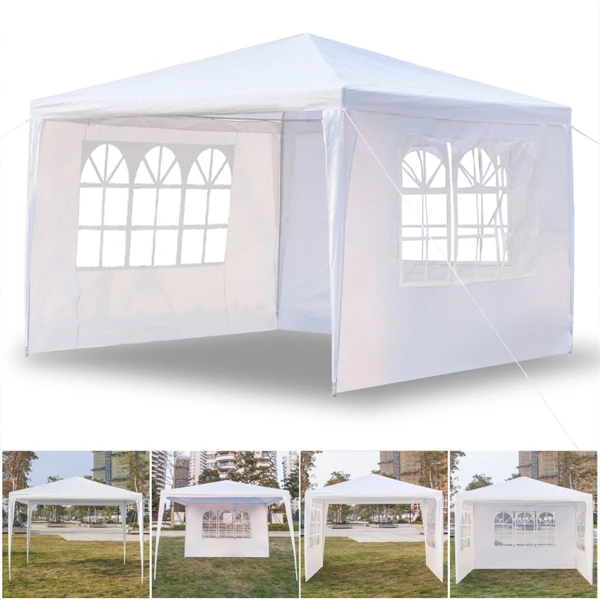 3 x 3m Three Sides Waterproof Tent with Spiral Tubes White view 2