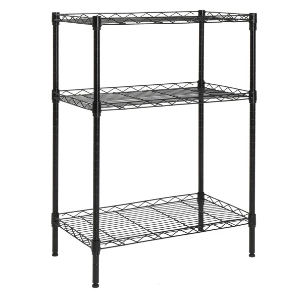 Concise 3 Layers Carbon Steel & PP Storage Rack Black view 2