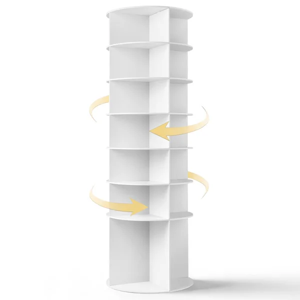 7-tier, 360° rotating wood-plastic composite shoe rack, 60*60*184cm, white view 2