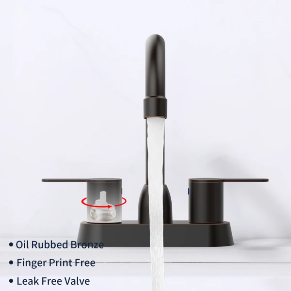 2 Handles Bathroom Sink Faucet, Oil Rubbed Bronze Centerset RV Bathroom Faucets for 2/3 Hole[Unable ship on weekends, TK/TEMU only for pickup, only TX10643 warehouse supports GOFO] view 3