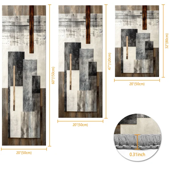 Three-piece kitchen rug set, non-slip and washable, abstract pattern kitchen hallway rug, soft and comfortable, suitable for sinks, floors, entrances, hallways and bathrooms. view 3