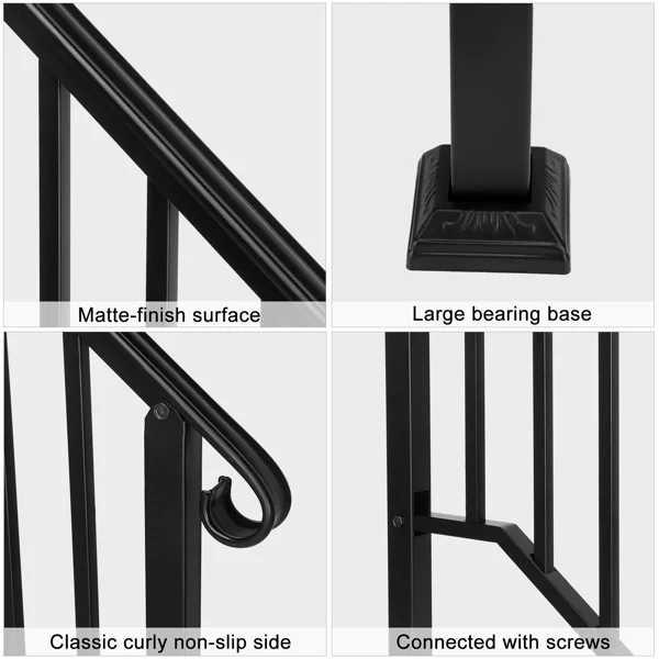 Artisasset Matte Black Outdoor 1st Tier Iron Handrail view 6