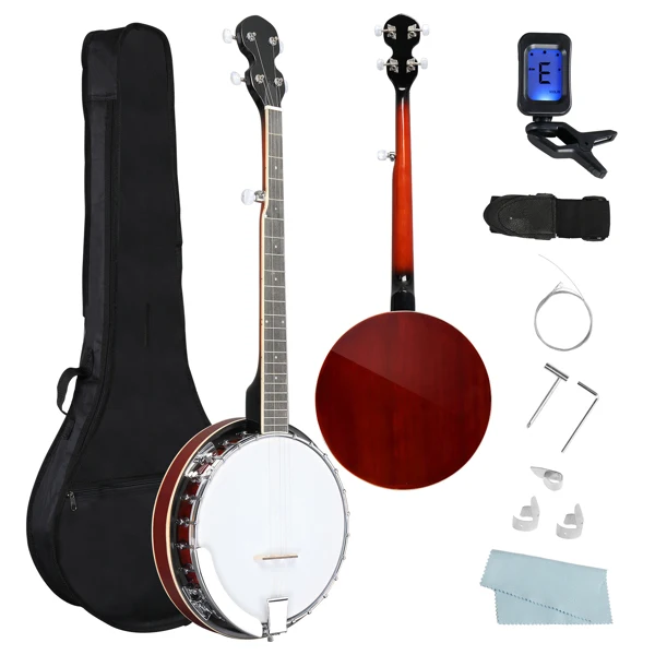 Full Size 5 String Right Handed Banjos Set with Closed Solid Sapele Back & Premium Mahogany Neck and Premium Accessories view 2