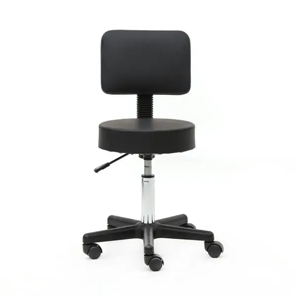 Round Shape Plastic Adjustable Salon Stool with Back Black