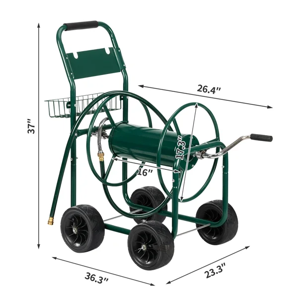 Iron Four-Wheel Pipe Truck Dark Green [Not an inflatable tire] view 4
