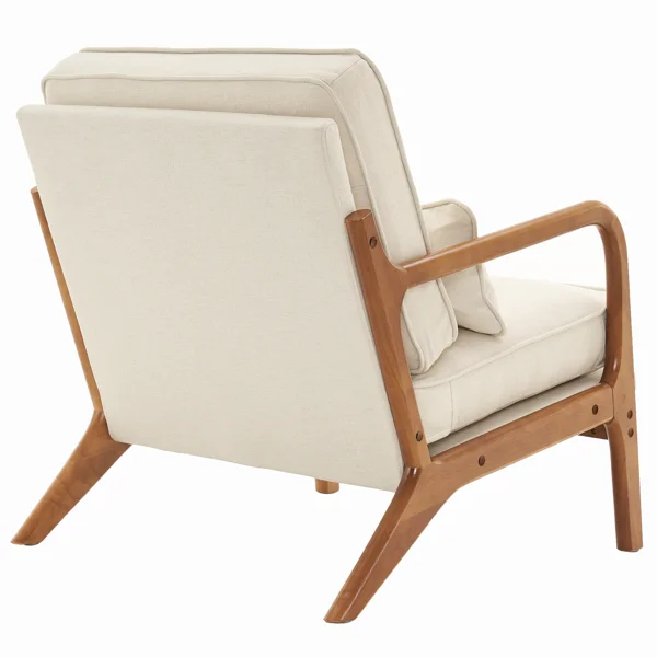 Oak Armrest Oak Upholstered Single Lounge Chair Indoor Lounge Chair Off-White view 5