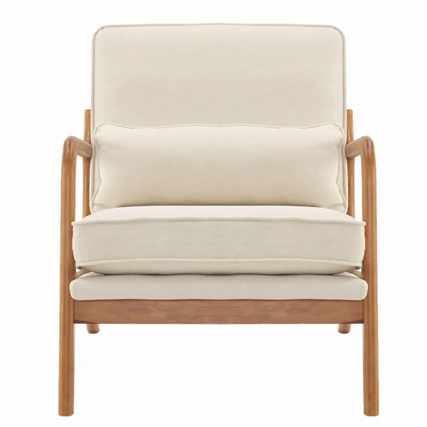 Oak Armrest Oak Upholstered Single Lounge Chair Indoor Lounge Chair Off-White view 6