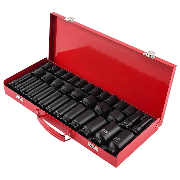 35PCS 1/2" Deep Impact Socket Set Drive 6 Point Metric Garage Tool 8 - 32mm view 2