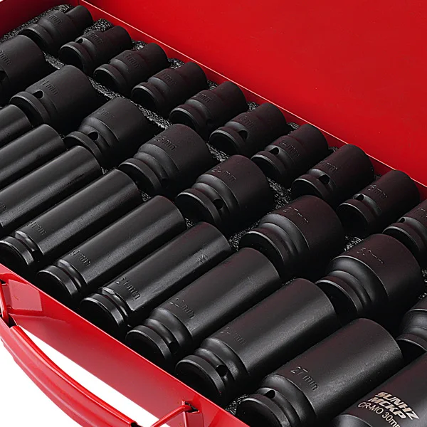 35PCS 1/2" Deep Impact Socket Set Drive 6 Point Metric Garage Tool 8 - 32mm view 3