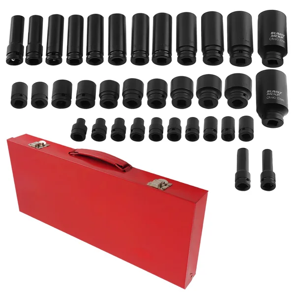 35PCS 1/2" Deep Impact Socket Set Drive 6 Point Metric Garage Tool 8 - 32mm view 6