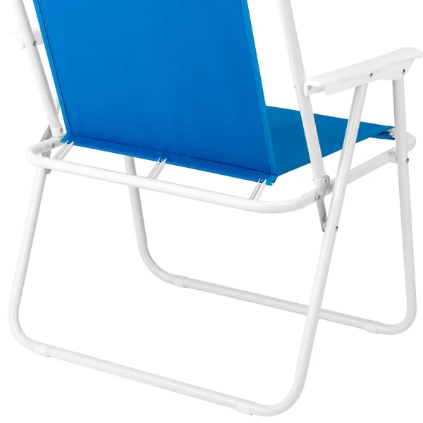 1 Pack Heavy Duty Steel Beach Chair with Umbrella, XL Size 15" Seat Height Royal Blue, Oxford Cloth with Support Bar, Single Position Adjustable, 120kg Load view 5