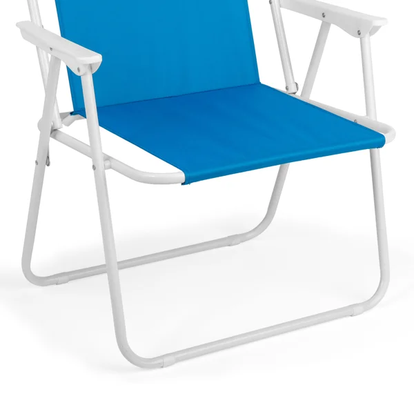 1 Pack Heavy Duty Steel Beach Chair with Umbrella, XL Size 15" Seat Height Royal Blue, Oxford Cloth with Support Bar, Single Position Adjustable, 120kg Load view 6