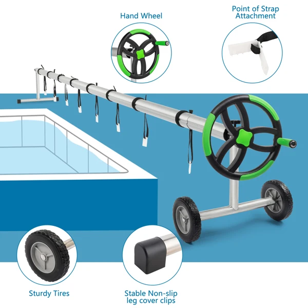 18 Ft Aluminum Inground Solar Cover Swimming Pool Cover Reel view 2
