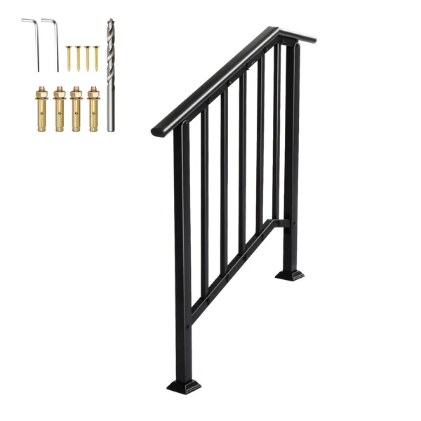 Handrails for Outdoor Steps Fits 2 to 3 Steps view 2