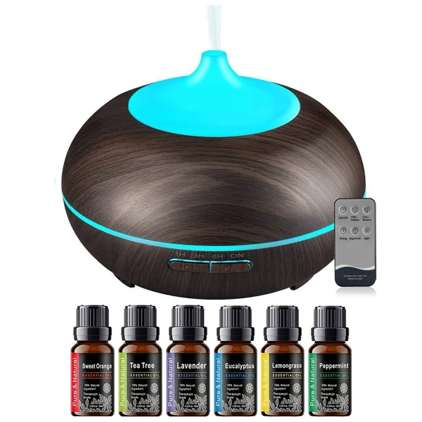 550ML Essential Oil Diffuser BPA Free Ultrasonic Aromatherapy Diffuser, with 7-Color Lights Waterless Auto Shut Off for Home,Room,pet Room - Black