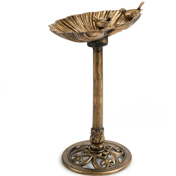 50*36*81cm Antique Bronze Resin Bird Bath With Shell Edge & 1.4W Solar Fountain view 2