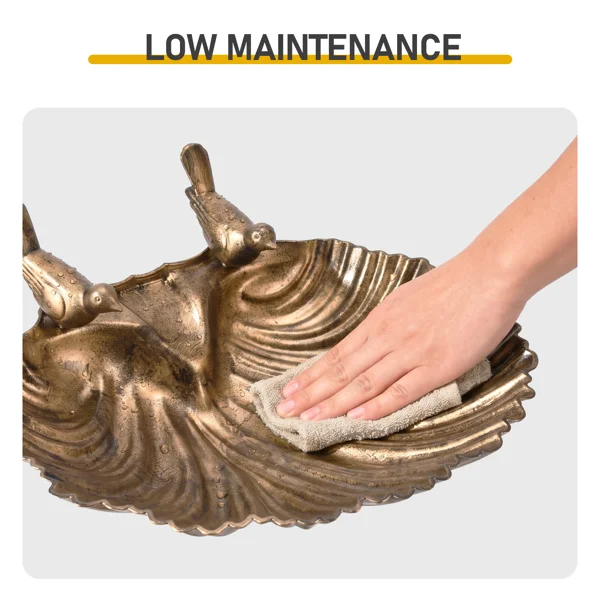 50*36*81cm Antique Bronze Resin Bird Bath With Shell Edge & 1.4W Solar Fountain view 4