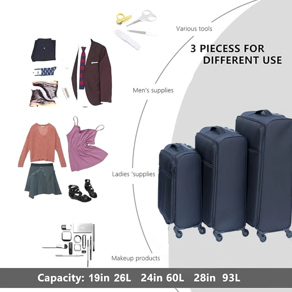 (20+24) Two-piece suitcase suitcase set Oxford trolley case without password lock universal wheel GRAY -Does not support self pick up view 6
