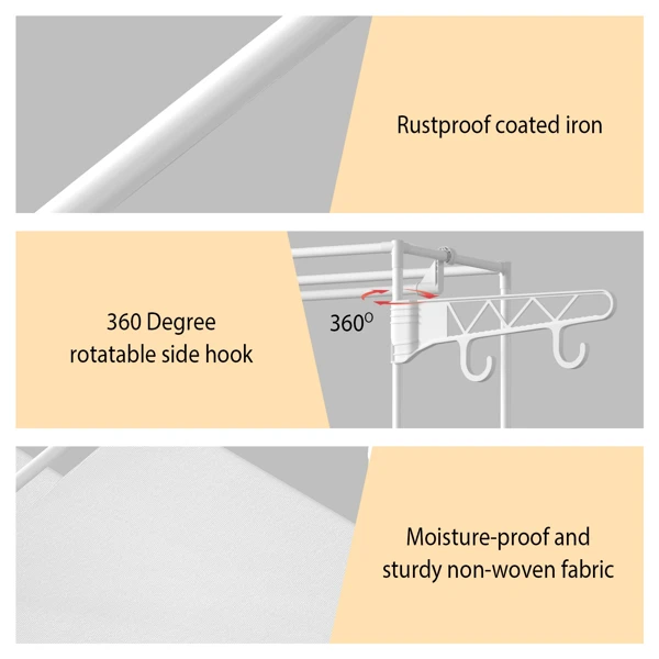 66.1x42.1x14.2in Perfect 4 layers of shelves Closet Organizing rack, weight capacity of the hanging rod and the fabric rack reaches up to 33lbs and 11lbs separately. view 5