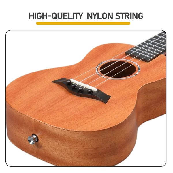 23in mahogany body rosewood fingerboard ukulele, cotton bag, capo, strap, picks*2, tuner,Strings,Dust cloth view 6