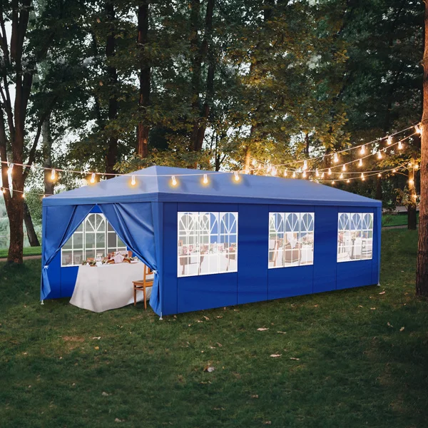 10'x30' Outdoor Party Tent with 8 Removable Sidewalls, Waterproof Canopy Patio Wedding Gazebo, Blue