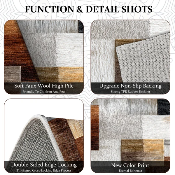 Three-piece kitchen rug set, non-slip and washable, abstract pattern kitchen hallway rug, soft and comfortable, suitable for sinks, floors, entrances, hallways and bathrooms. view 6