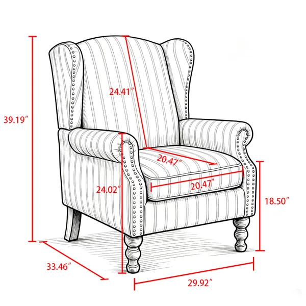 Modern Accent Chair with Retro Wood Legs, Comfy Upholstered Armchair, Floral Design Single Sofa Chair for Living Room Bedroom Office - Blue Bird