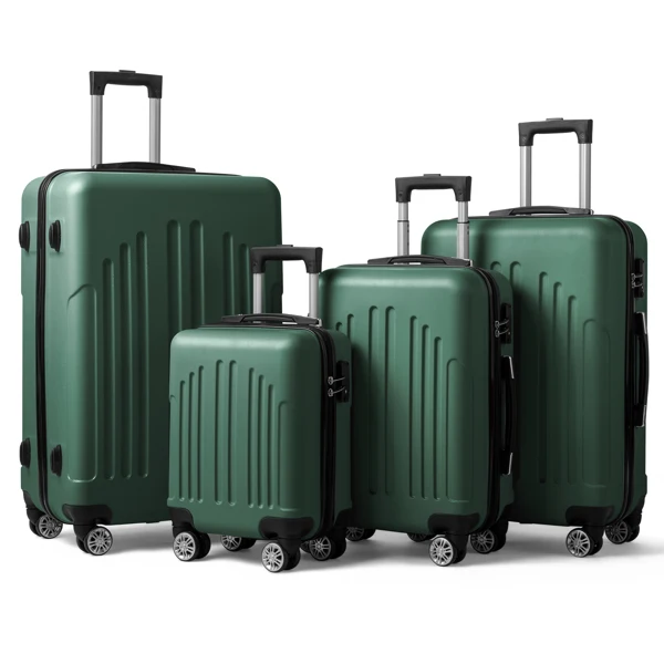 Curved Vertical Stripe 4-in-1 Trolley Case - Retro Green