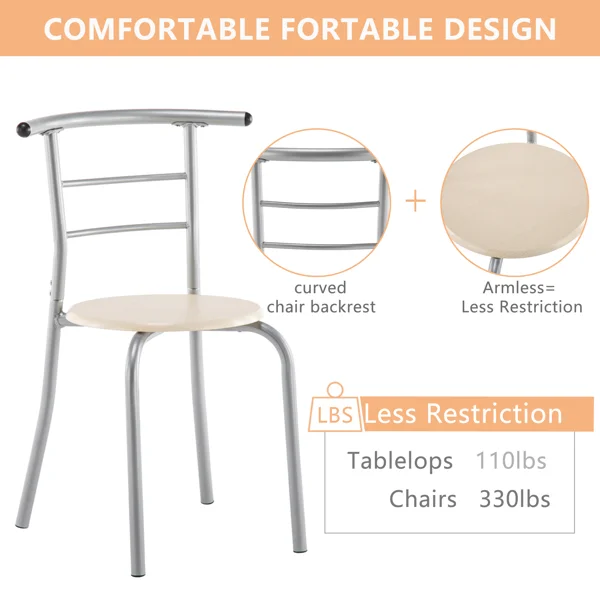 PVC Breakfast Table (One Table and Two Chairs) Natural view 5