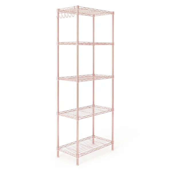 5-layer adjustable shelf with adjustable spacing, pin-type deformable structure, adjustable feet, display rack, iron, 54*29*150cm, powder coated with high-gloss powder view 4