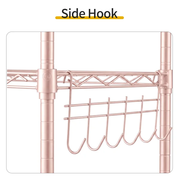 5-layer adjustable shelf with adjustable spacing, pin-type deformable structure, adjustable feet, display rack, iron, 54*29*150cm, powder coated with high-gloss powder view 6