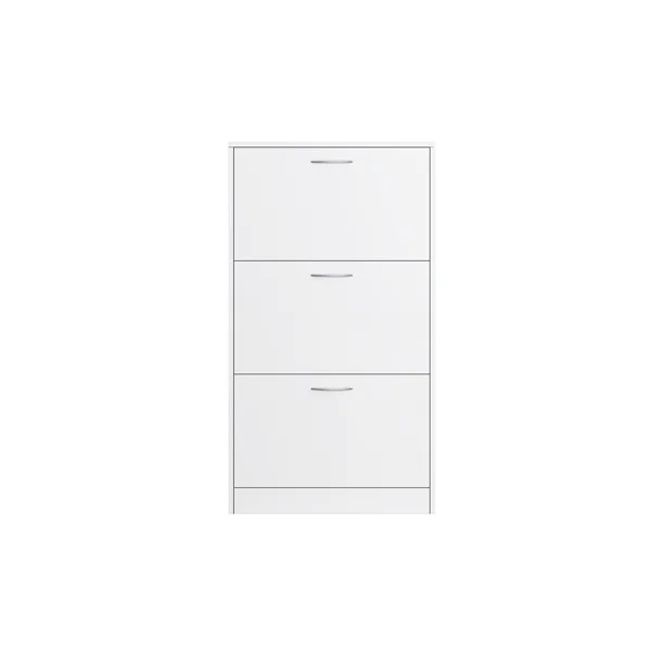 Shoe Cabinet for Entryway, White Narrow Shoe Storage Cabinet Flip Down Shoe Rack Wood 3 Tier Shoe Organizer for Home and Apartment view 4