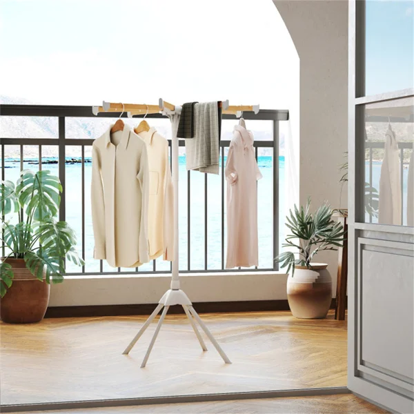 Foldable Bamboo Clothes Drying Rack with 40 Hanger Slots, Space Saving Laundry Drying Stand for Indoor Use view 6