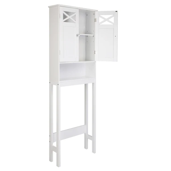 Double Door Fork Toilet Cabinet White view 2