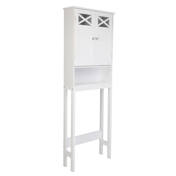 Double Door Fork Toilet Cabinet White view 5