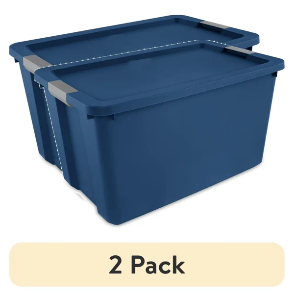 (2 pack) 34 Gallon Extra-Large Storage Bin, Plastic Storage Container with Latch Lid, Blue (Shipment from Walmart)