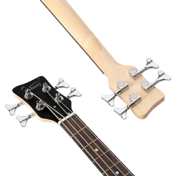[Do Not Sell on Amazon GW101 36in Small Scale Electric Bass Guitar Suit With Mahogany Body SS Pickups, Guitar Bag, Strap, Cable Transparent Yellow view 3