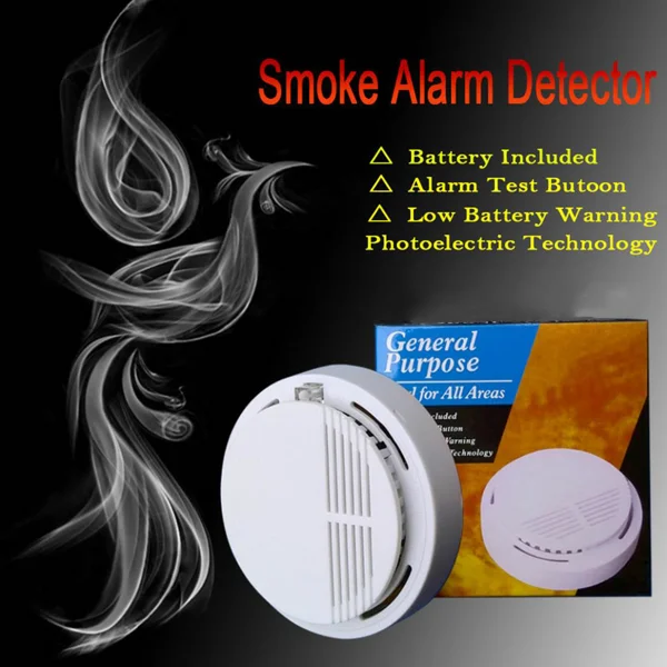 Smoke Alarm Detector Home Fire Safety Sensor Alert Battery Included
