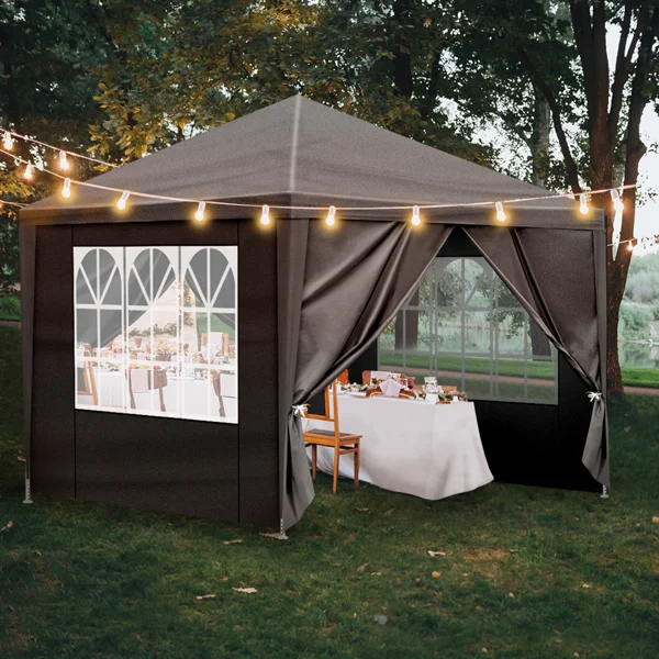 10'x10' Gazebo Waterproof Outdoor Canopy Patio Tent Party Tent for Wedding BBQ Cater, Black