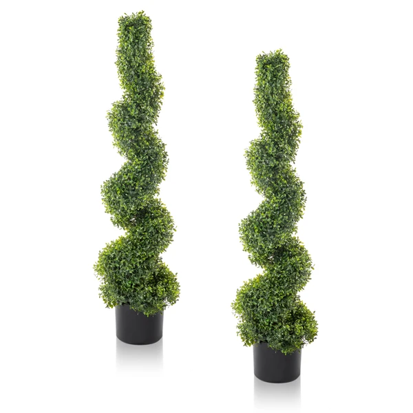 2pcs Green 115cm Spiral Boxwood PVC Artificial Tree view 6